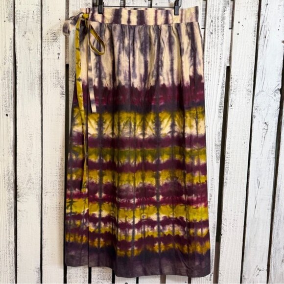 Anthropologie TINY Tie Dye Wrap Skirt Size XL Boho Hippie Cottage Unique Nature - Picture 1 of 11